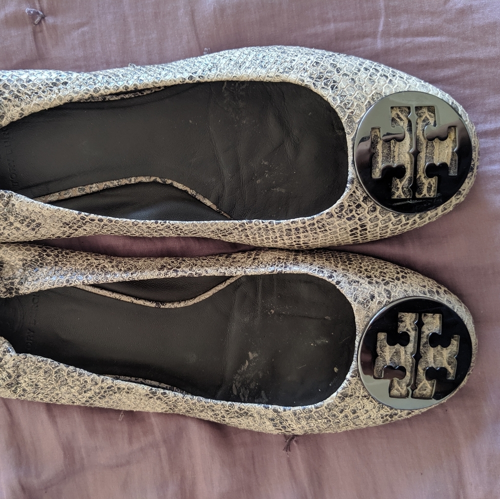 Tory Burch snake skin flats